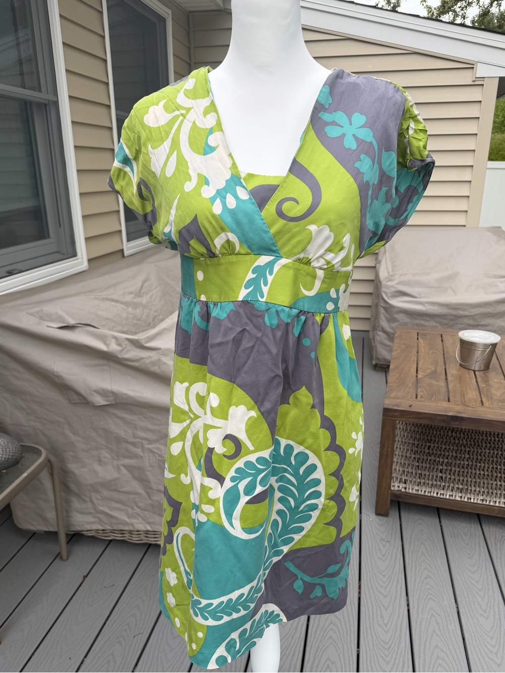 Boden Green & Teal Floral Print Wrap Dress